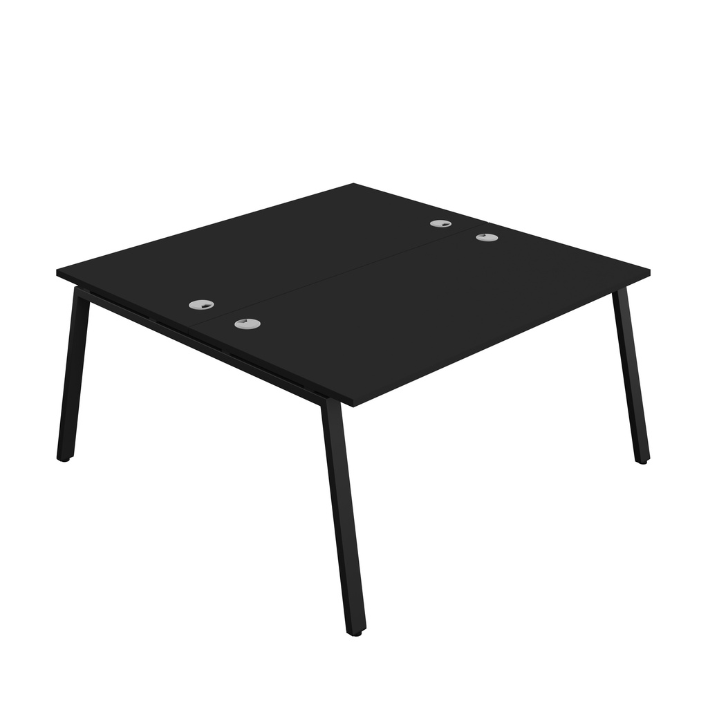 Synergy|2P Bench Desk|Cable Ports|A-Frame|1600X800|Black-Black