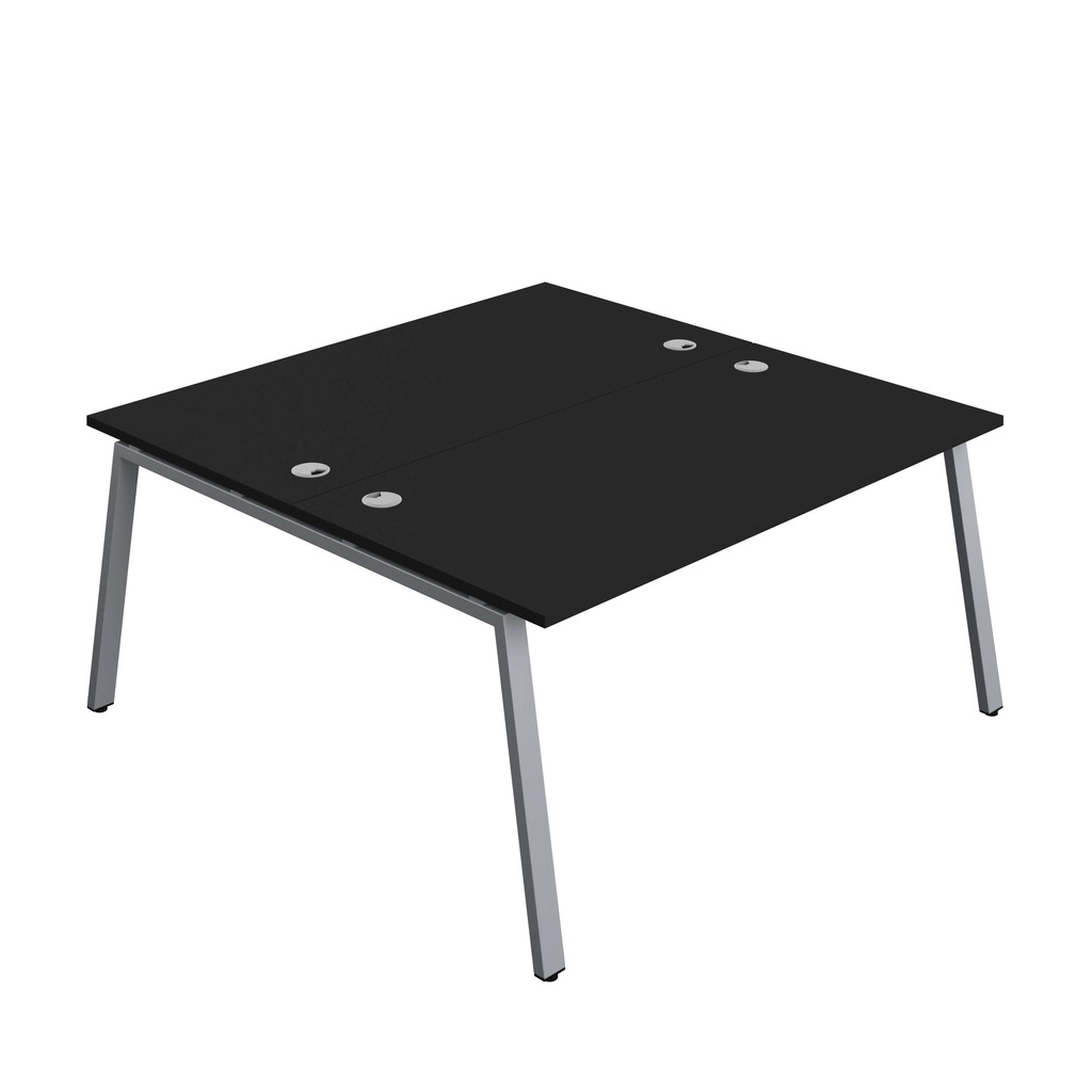 Synergy Bench With Cable Ports: 2 Person (Fsc) | A-Frame Leg | 1600 X 800 | Black/Silver