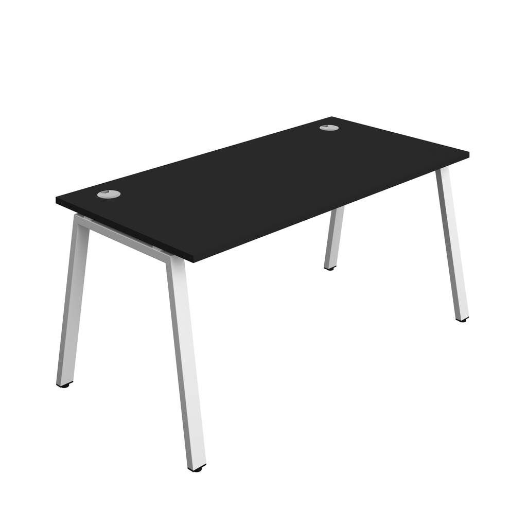 Synergy|1P Bench Desk|Cable Ports|A-Frame|1600X800|Black-White