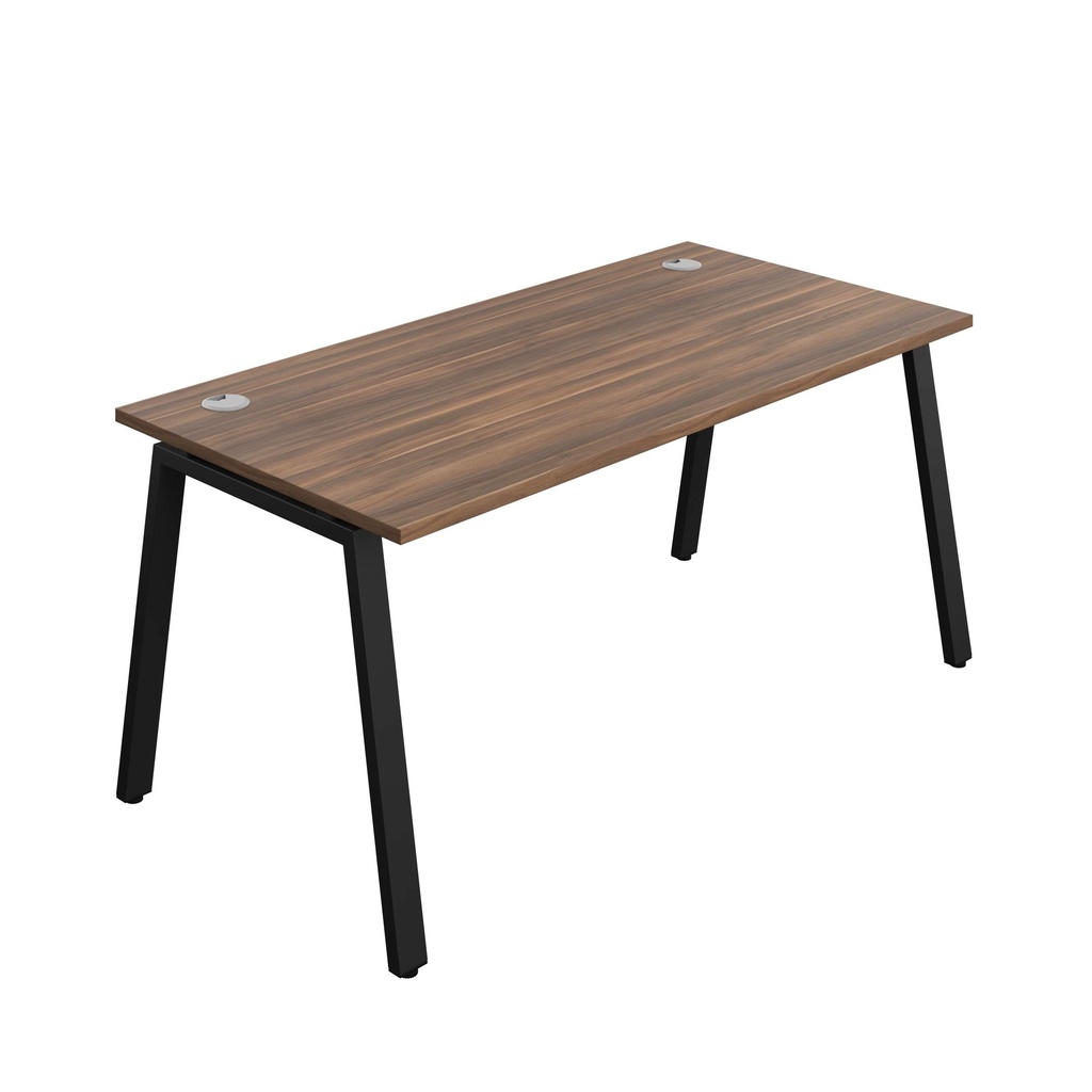 Synergy Bench With Cable Ports: 1 Person (Fsc) | A-Frame Leg | 1600 X 800 | Dark Walnut/Black