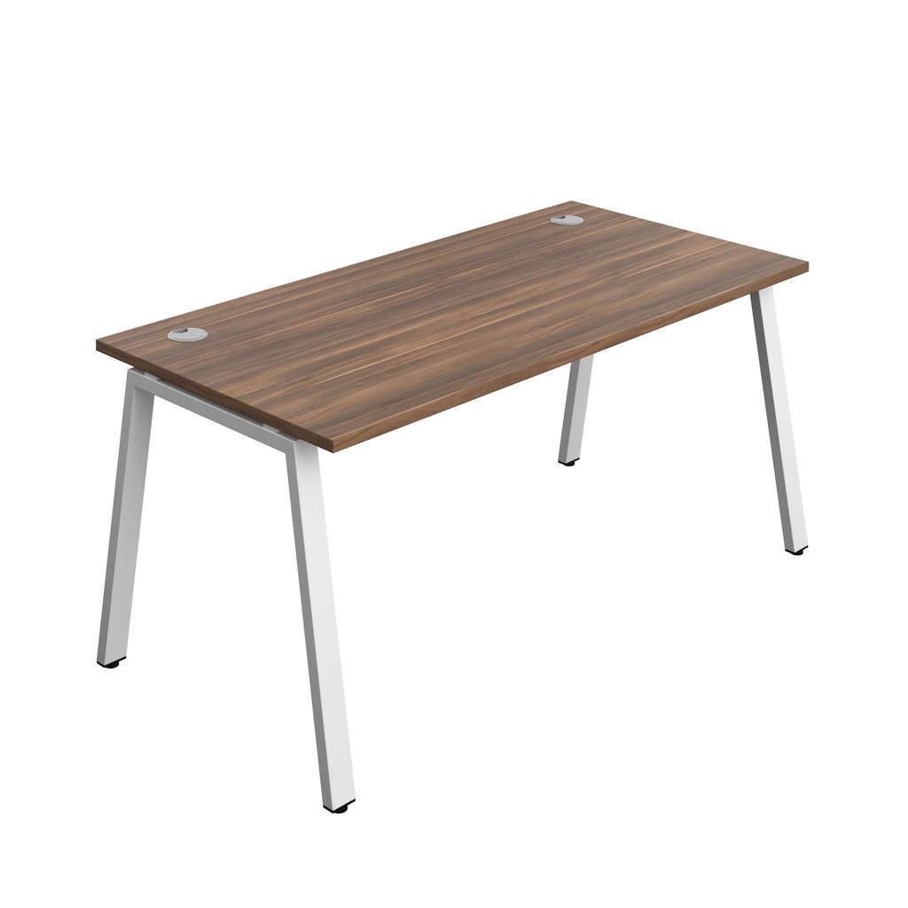 Synergy Bench With Cable Ports: 1 Person (Fsc) | A-Frame Leg | 1600 X 800 | Dark Walnut/White