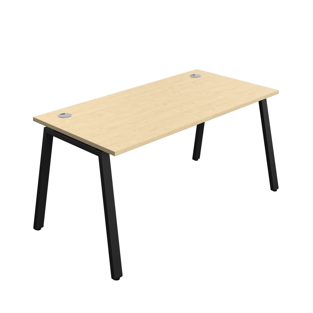 Synergy Bench With Cable Ports: 1 Person (Fsc) | A-Frame Leg | 1600 X 800 | Maple/Black