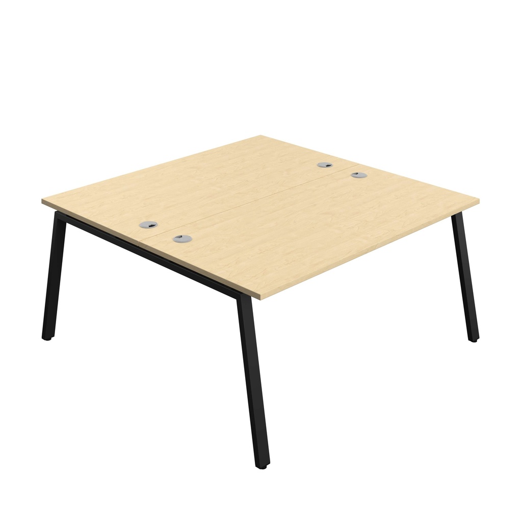 Synergy Bench With Cable Ports: 2 Person (Fsc) | A-Frame Leg | 1600 X 800 | Maple/Black