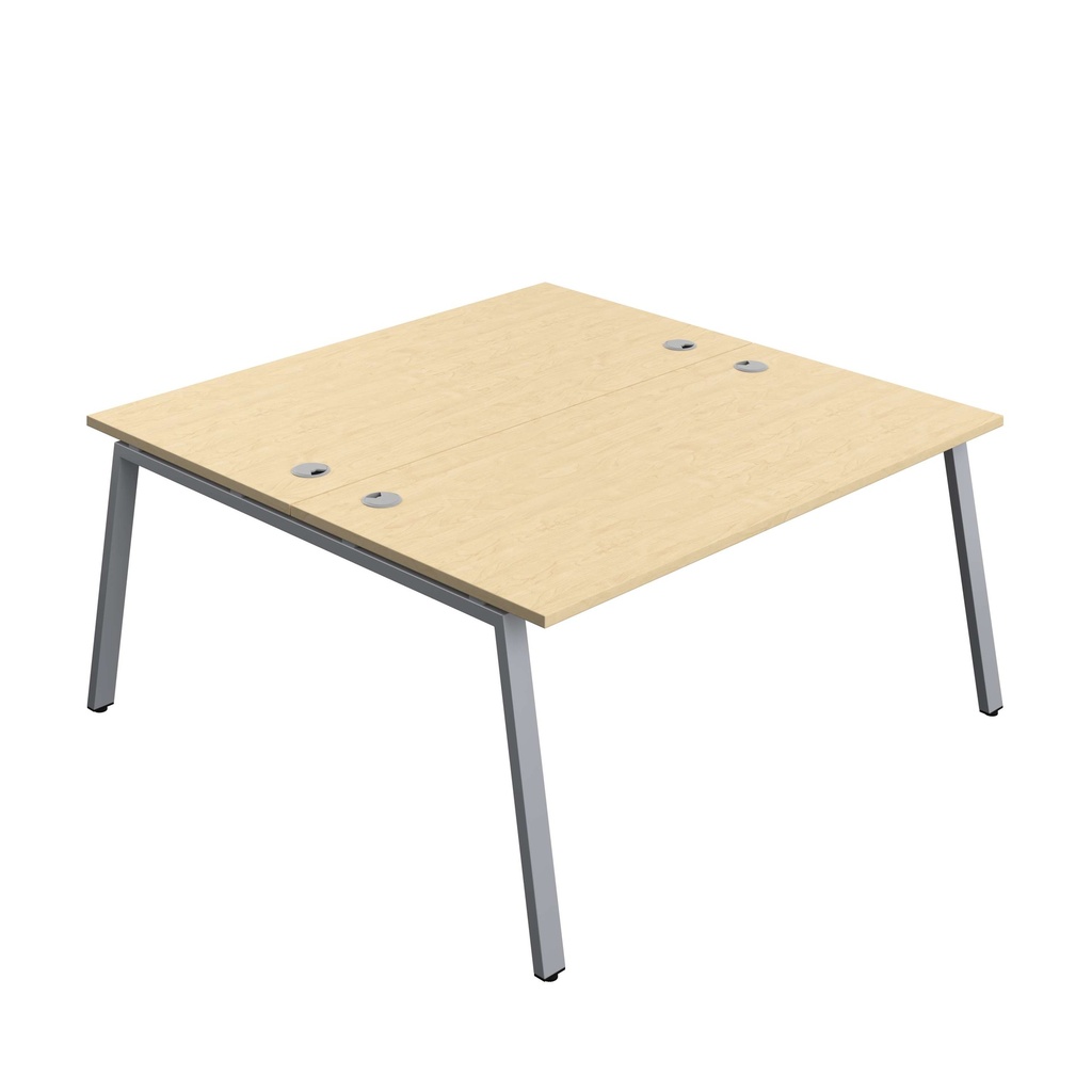 Synergy Bench With Cable Ports: 2 Person (Fsc) | A-Frame Leg | 1600 X 800 | Maple/Silver