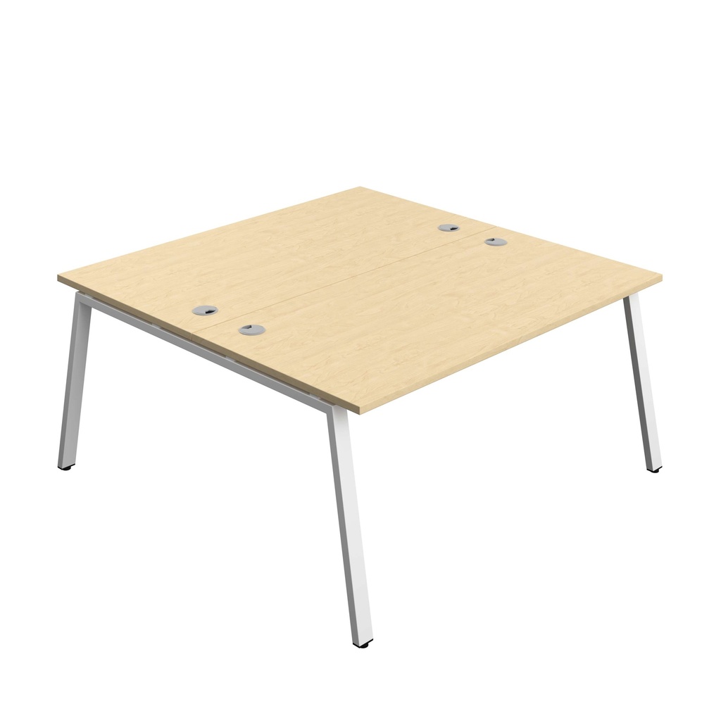 Synergy Bench With Cable Ports: 2 Person (Fsc) | A-Frame Leg | 1600 X 800 | Maple/White
