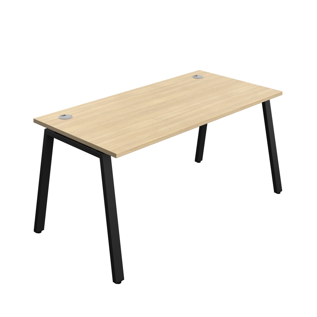 Synergy|1P Bench Desk|Cable Ports|A-Frame|1600X800|Nova Oak-Black