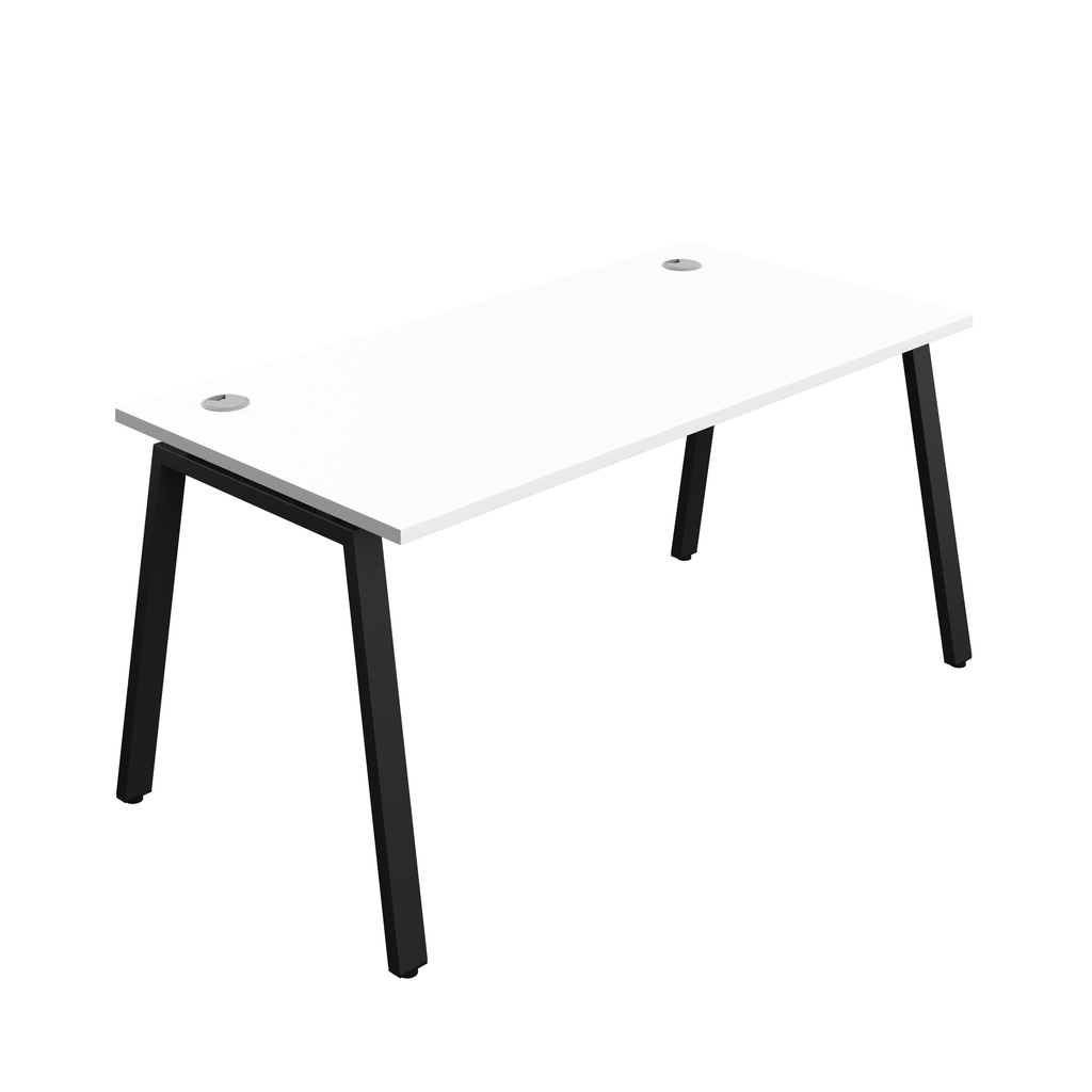 Synergy|1P Bench Desk|Cable Ports|A-Frame|1600X800|White-Black