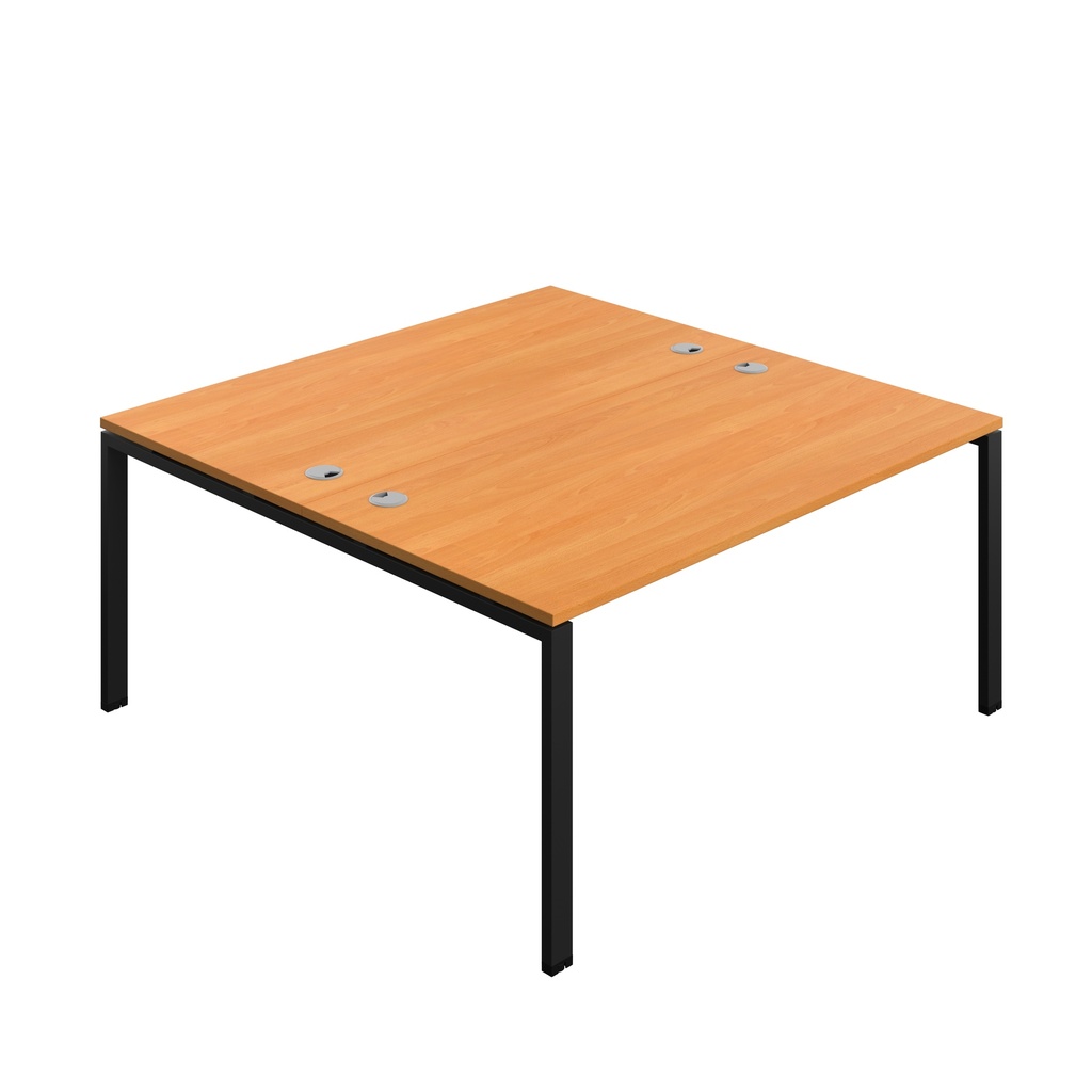 Synergy|2P Bench Desk|Cable Ports|Goal Post|1600X800|Beech-Black