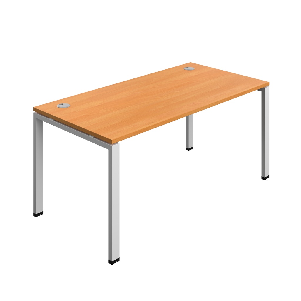 Synergy|1P Bench Desk|Cable Ports|Goal Post|1600X800|Beech-Silver