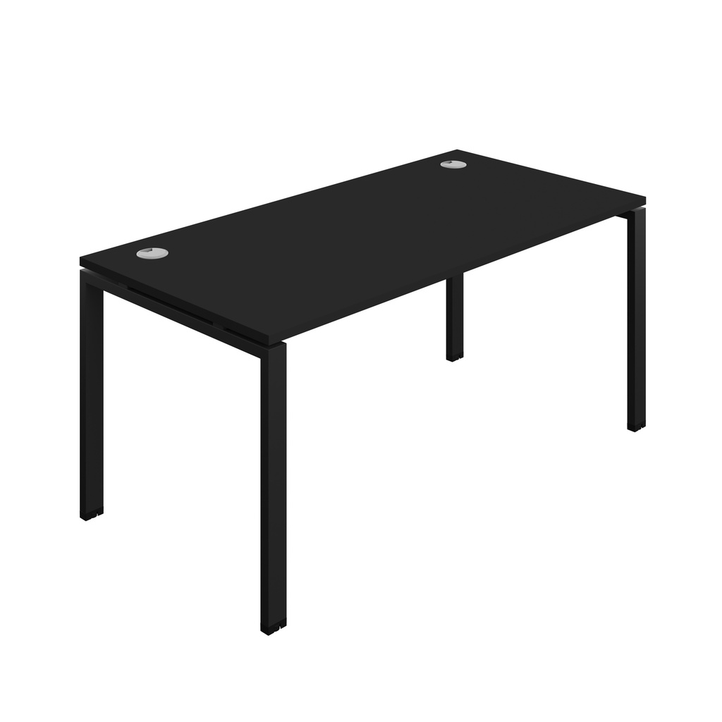 Synergy|1P Bench Desk|Cable Port|Goal Post|1600X800|Black-Black