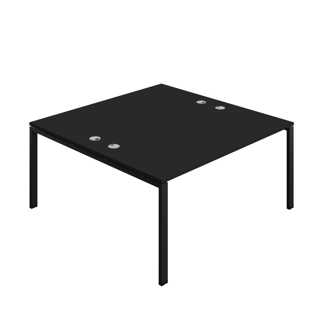 Synergy|2P Bench Desk|Cable Ports|Goal Post|1600X800|Black-Black