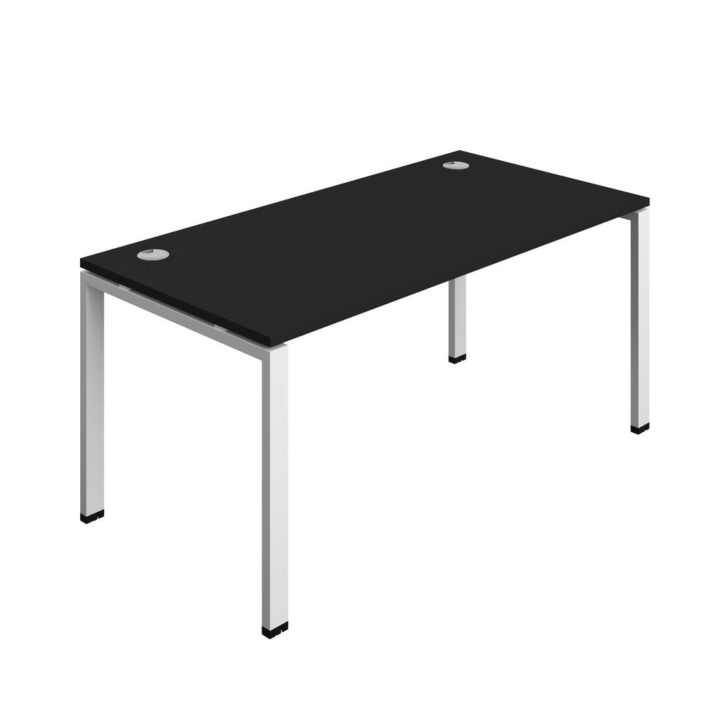 Synergy Bench With Cable Ports: 1 Person (Fsc) | Goal Post Leg | 1600 X 800 | Black/White