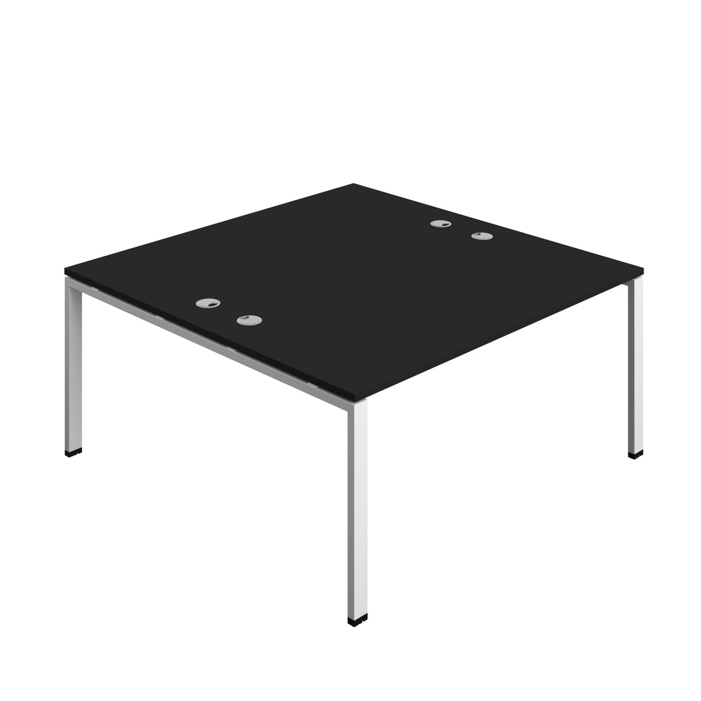 Synergy|2P Bench Desk|Cable Ports|Goal Post|1600X800|Black-White