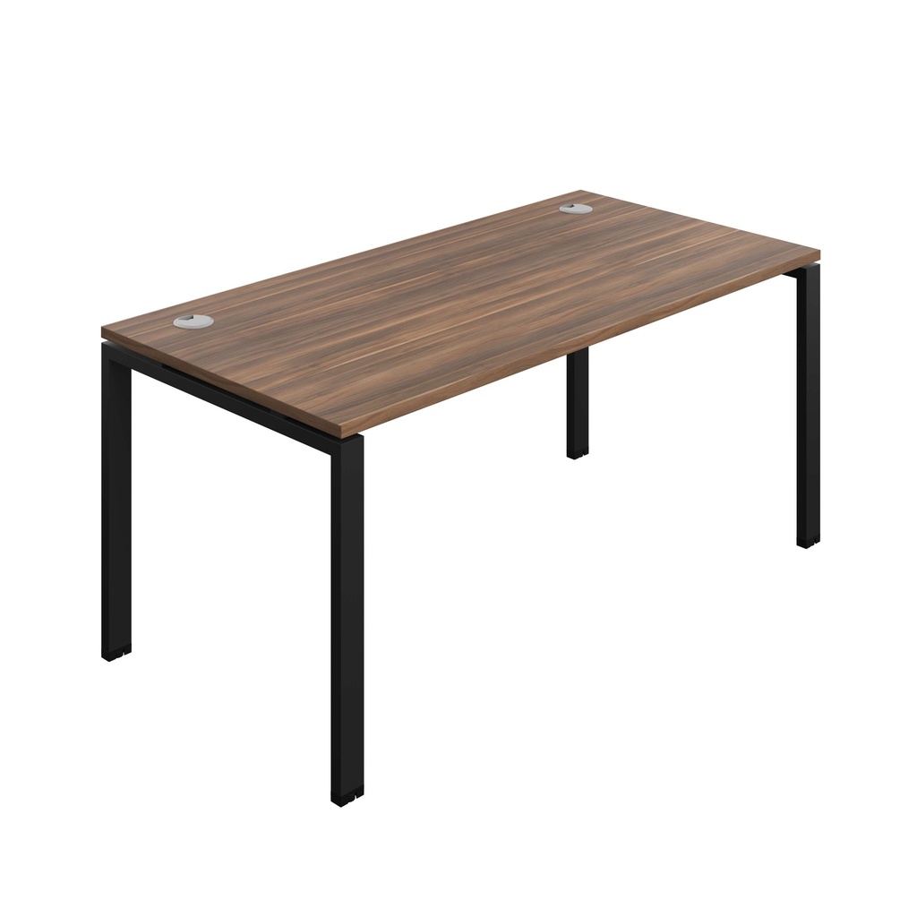 Synergy Bench With Cable Ports: 1 Person (Fsc) | Goal Post Leg | 1600 X 800 | Dark Walnut/Black