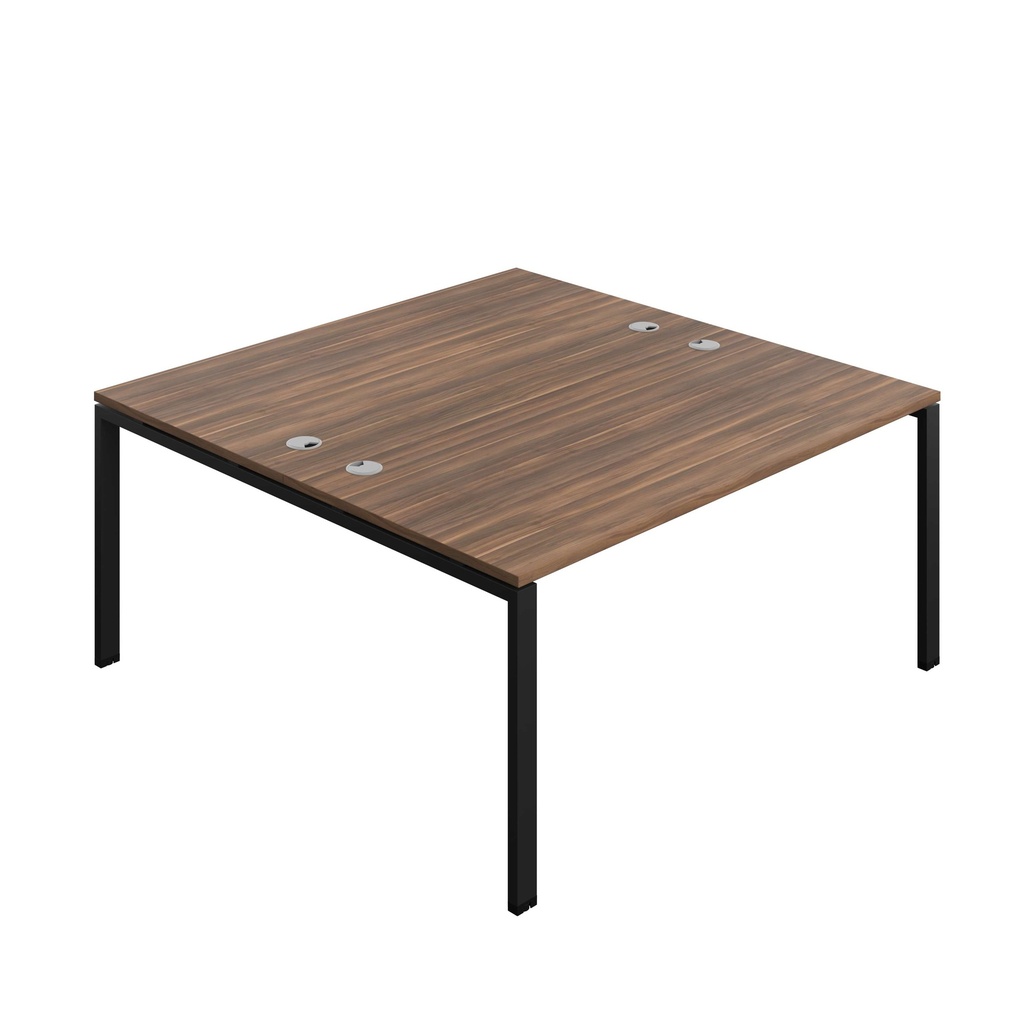 Synergy Bench With Cable Ports: 2 Person (Fsc) | Goal Post Leg | 1600 X 800 | Dark Walnut/Black