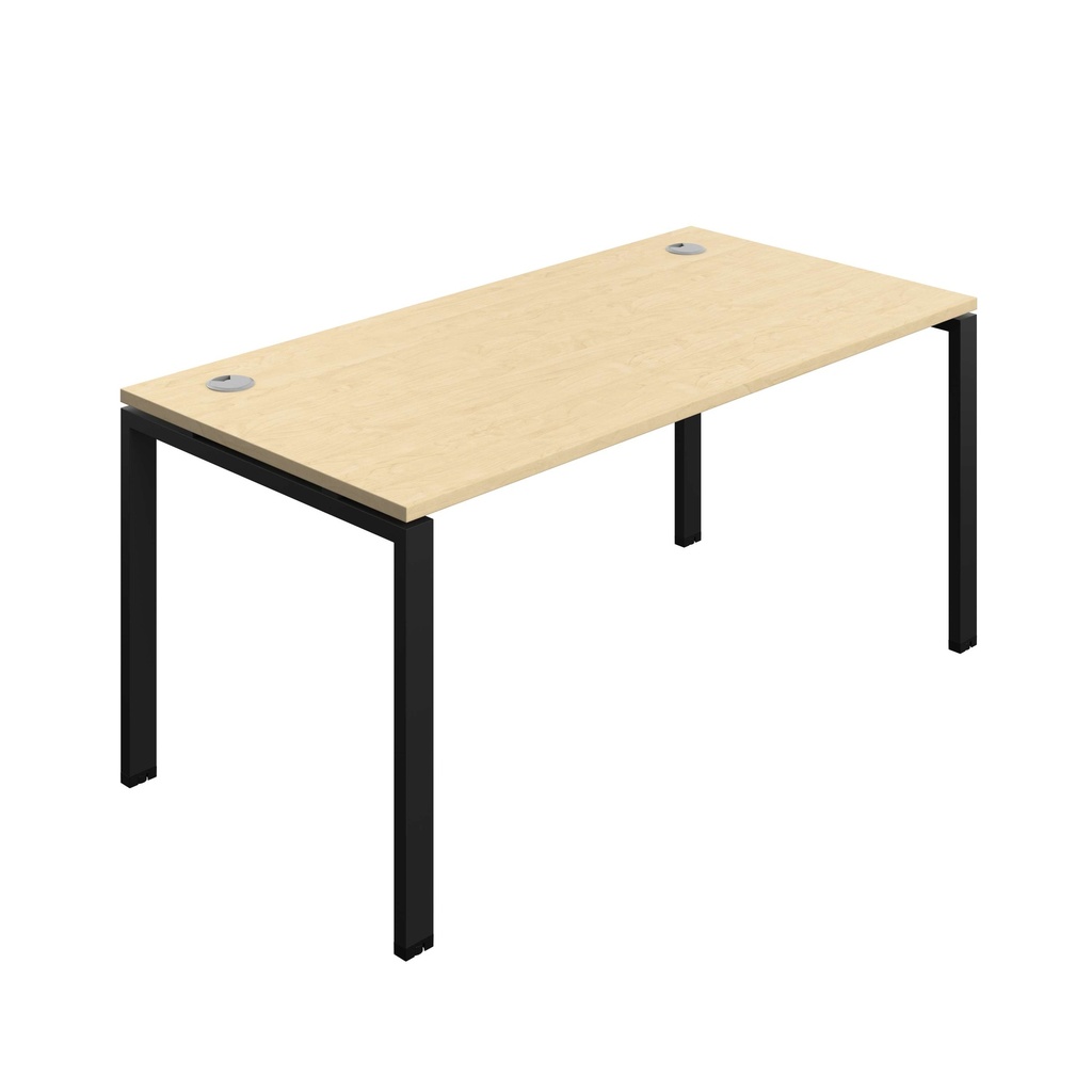 Synergy Bench With Cable Ports: 1 Person (Fsc) | Goal Post Leg | 1600 X 800 | Maple/Black