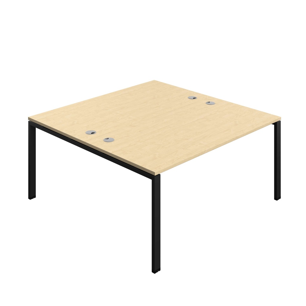 Synergy Bench With Cable Ports: 2 Person (Fsc) | Goal Post Leg | 1600 X 800 | Maple/Black