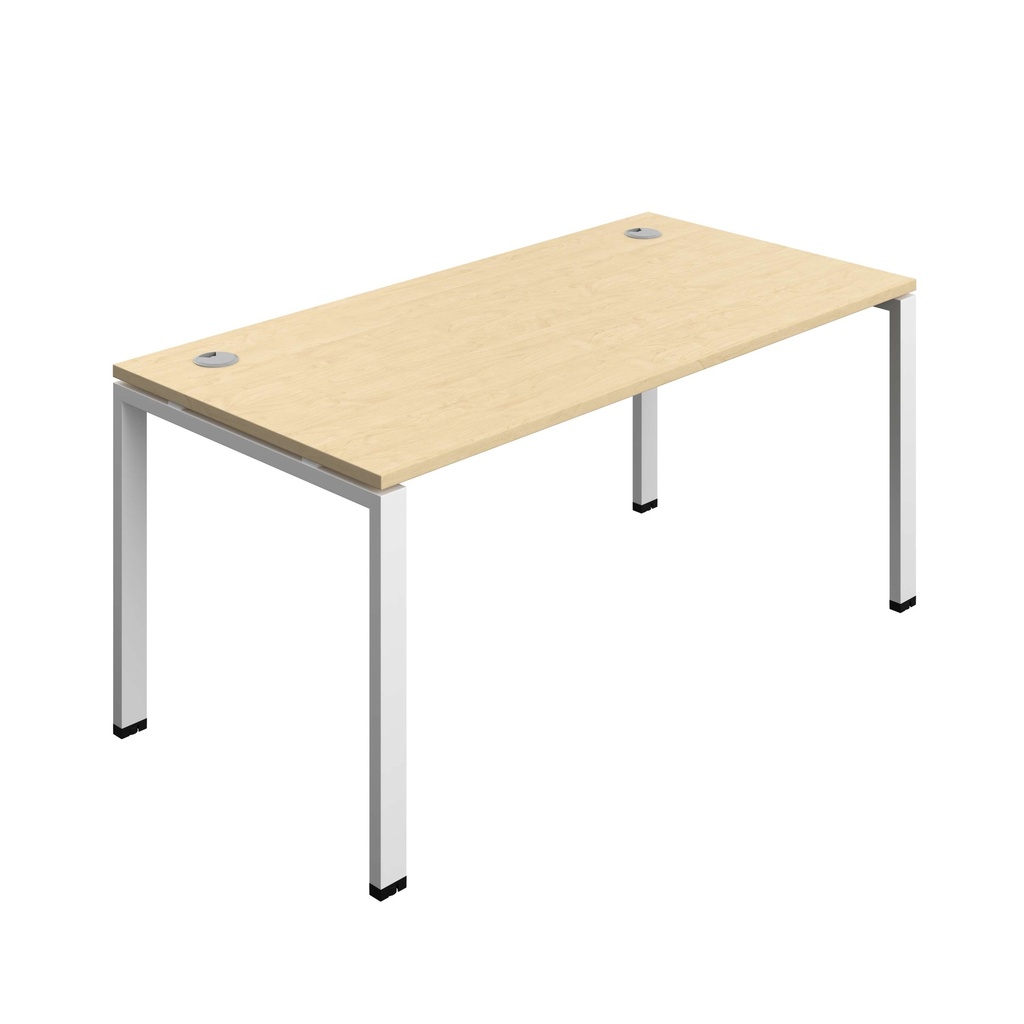 Synergy Bench With Cable Ports: 1 Person (Fsc) | Goal Post Leg | 1600 X 800 | Maple/White