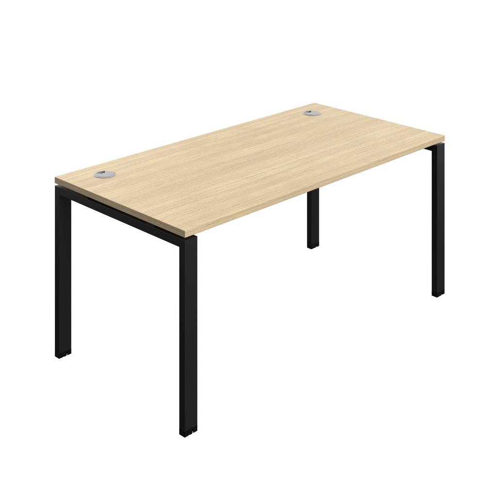 Synergy Bench With Cable Ports: 1 Person (Fsc) | Goal Post Leg | 1600 X 800 | Nova Oak/Black