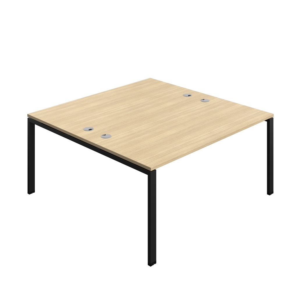 Synergy Bench With Cable Ports: 2 Person (Fsc) | Goal Post Leg | 1600 X 800 | Nova Oak/Black