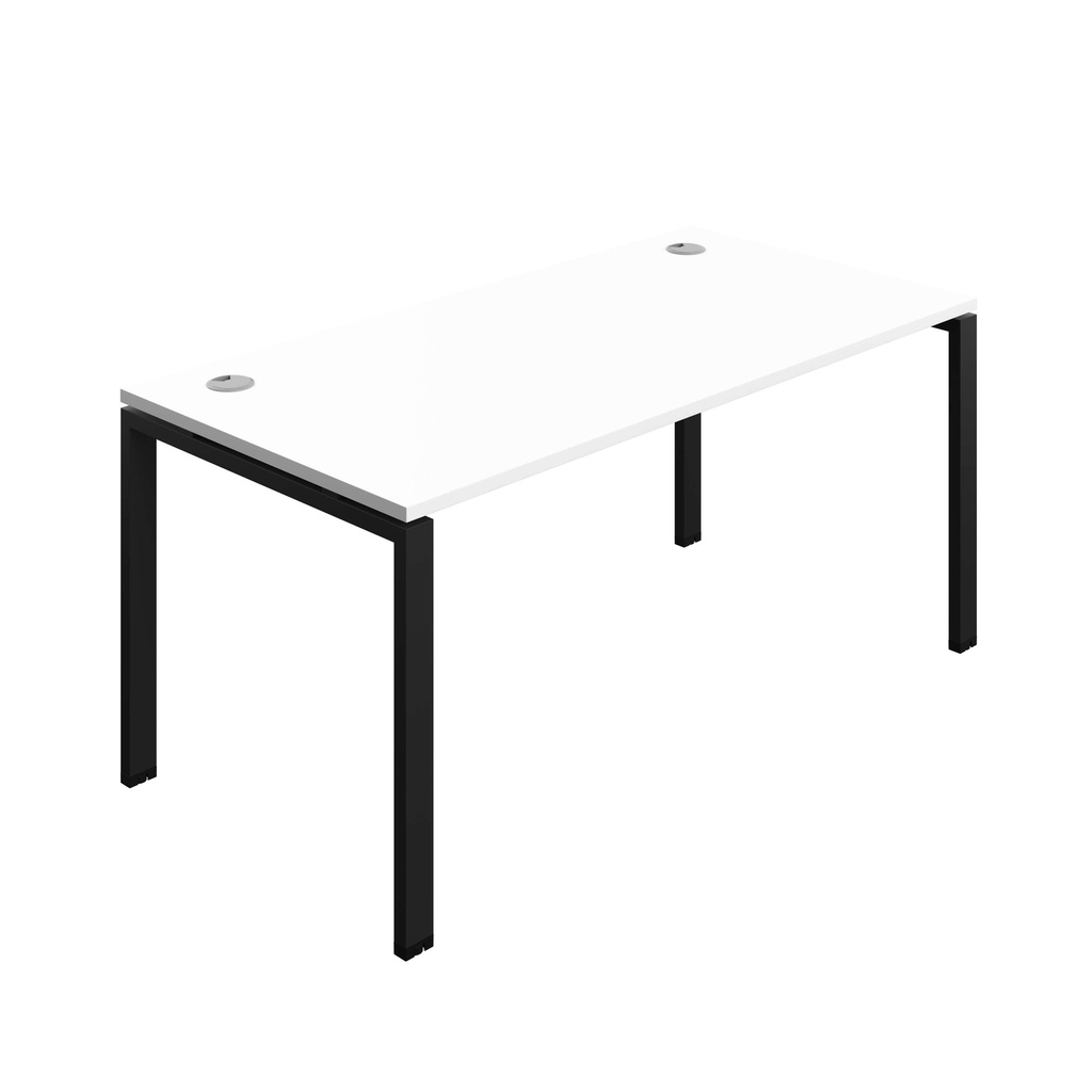 Synergy Bench With Cable Ports: 1 Person (Fsc) | Goal Post Leg | 1600 X 800 | White/Black