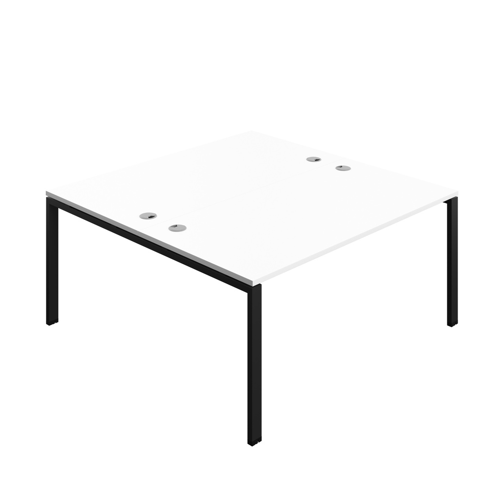 Synergy|2P Bench Desk|Cable Ports|Goal Post|1600X800|White-Black