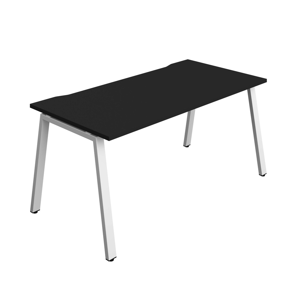 Synergy Bench With Cut Out: 1 Person (Fsc) | A-Frame Leg | 1600 X 800 | Black/White