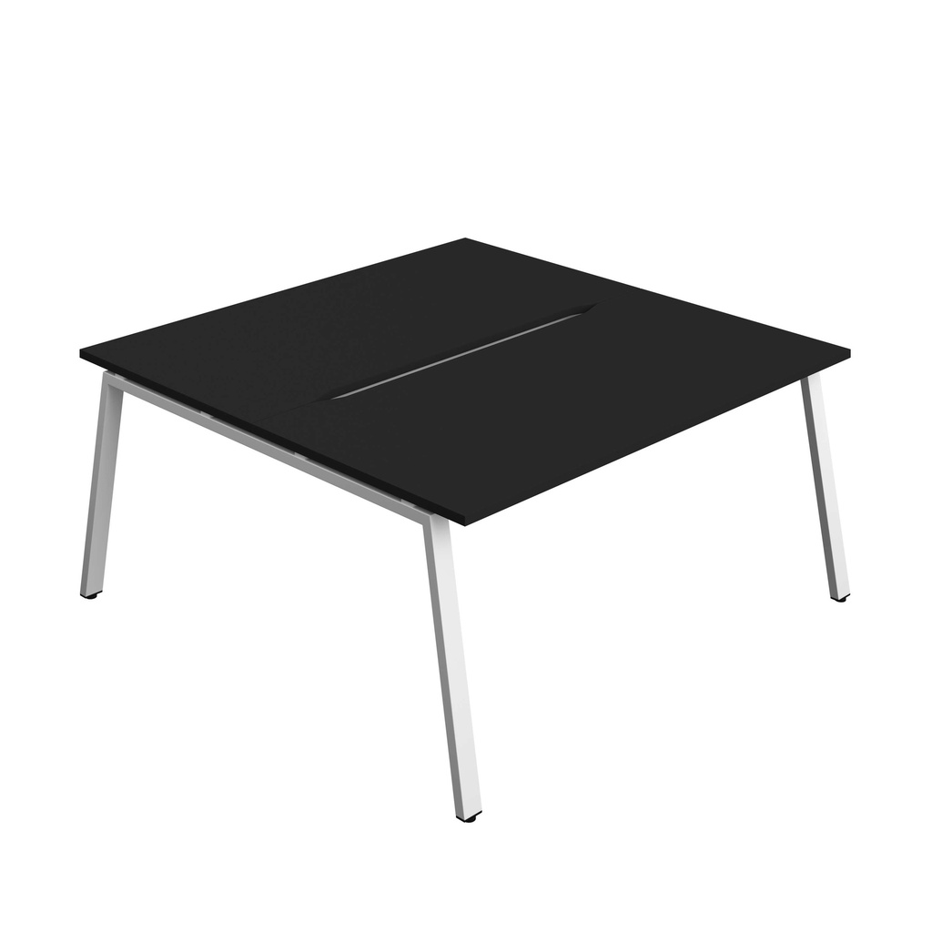Synergy Bench With Cut Out: 2 Person (Fsc) | A-Frame Leg | 1600 X 800 | Black/White