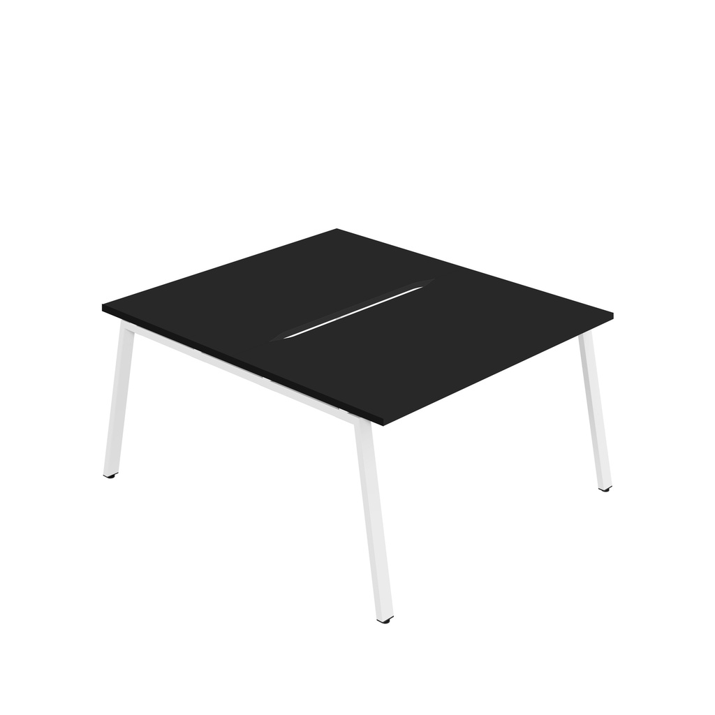 Synergy|2P Bench Desk|Cut Out|A-Frame|1600X800|Black-White