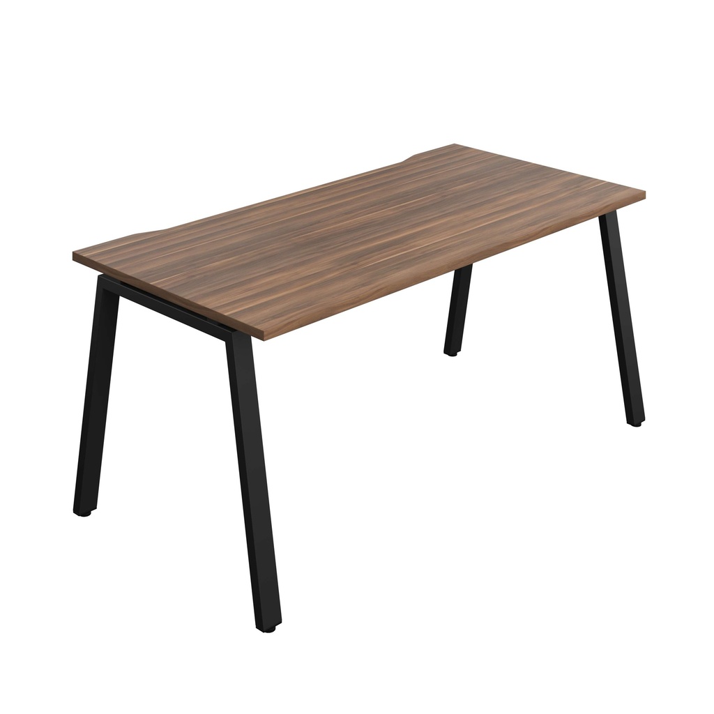 Synergy Bench With Cut Out: 1 Person (Fsc) | A-Frame Leg | 1600 X 800 | Dark Walnut/Black