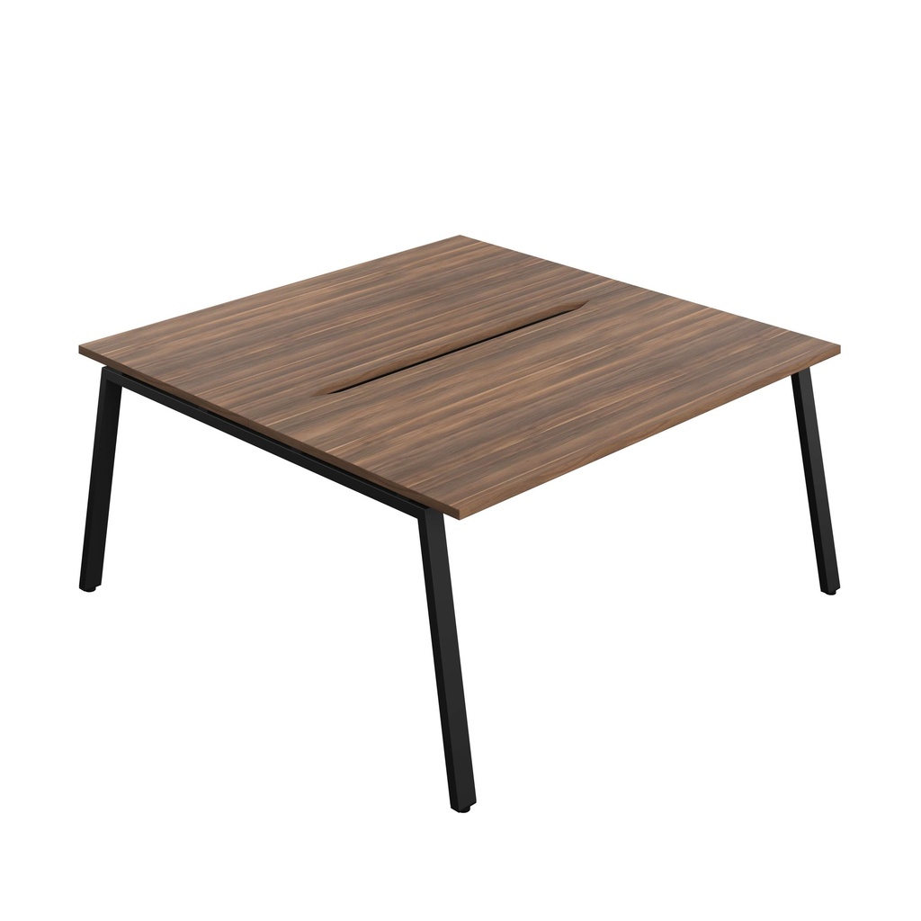 Synergy Bench With Cut Out: 2 Person (Fsc) | A-Frame Leg | 1600 X 800 | Dark Walnut/Black