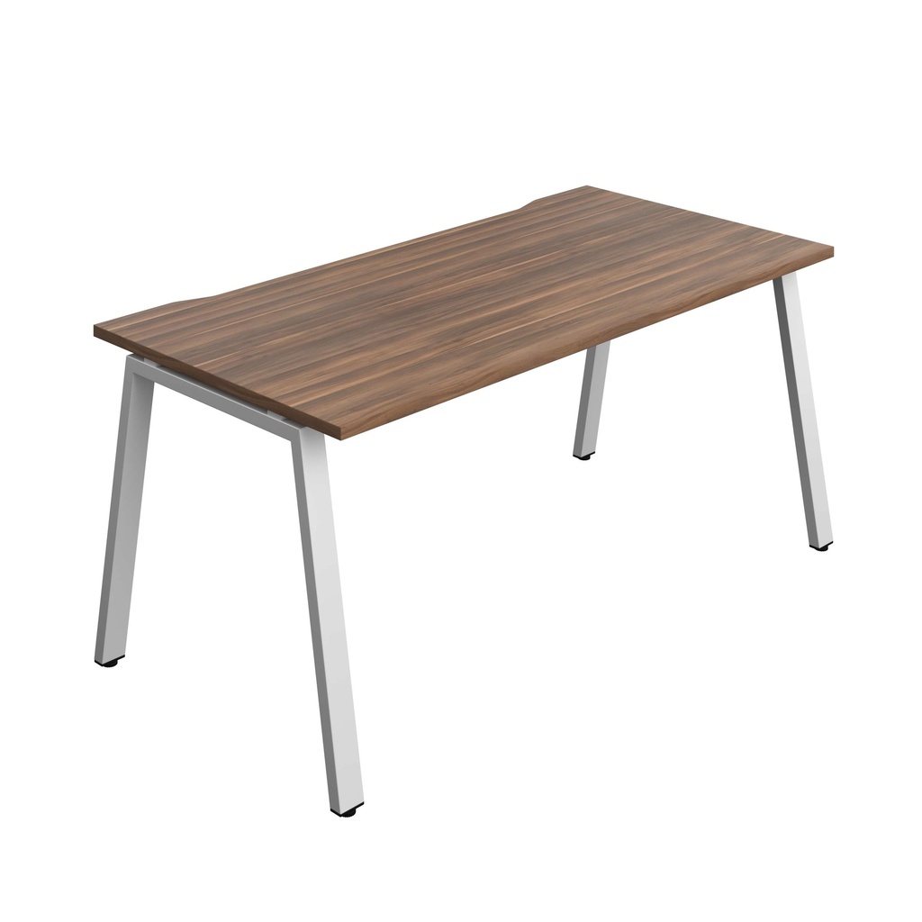 Synergy Bench With Cut Out: 1 Person (Fsc) | A-Frame Leg | 1600 X 800 | Dark Walnut/Silver