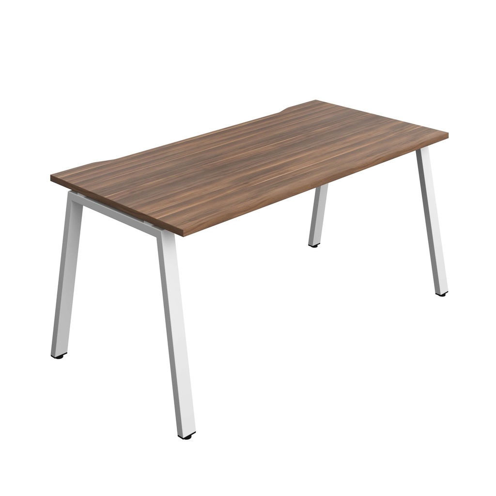 Synergy Bench With Cut Out: 1 Person (Fsc) | A-Frame Leg | 1600 X 800 | Dark Walnut/White