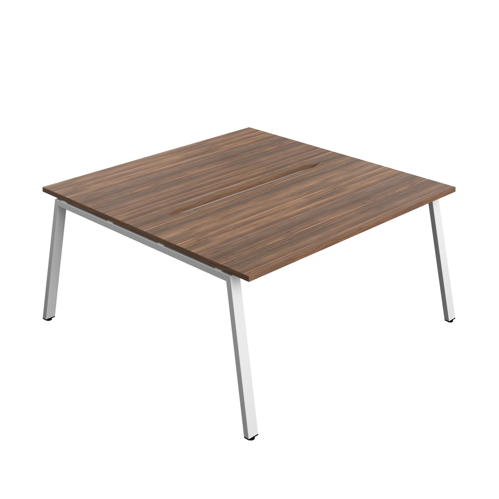 Synergy Bench With Cut Out: 2 Person (Fsc) | A-Frame Leg | 1600 X 800 | Dark Walnut/White
