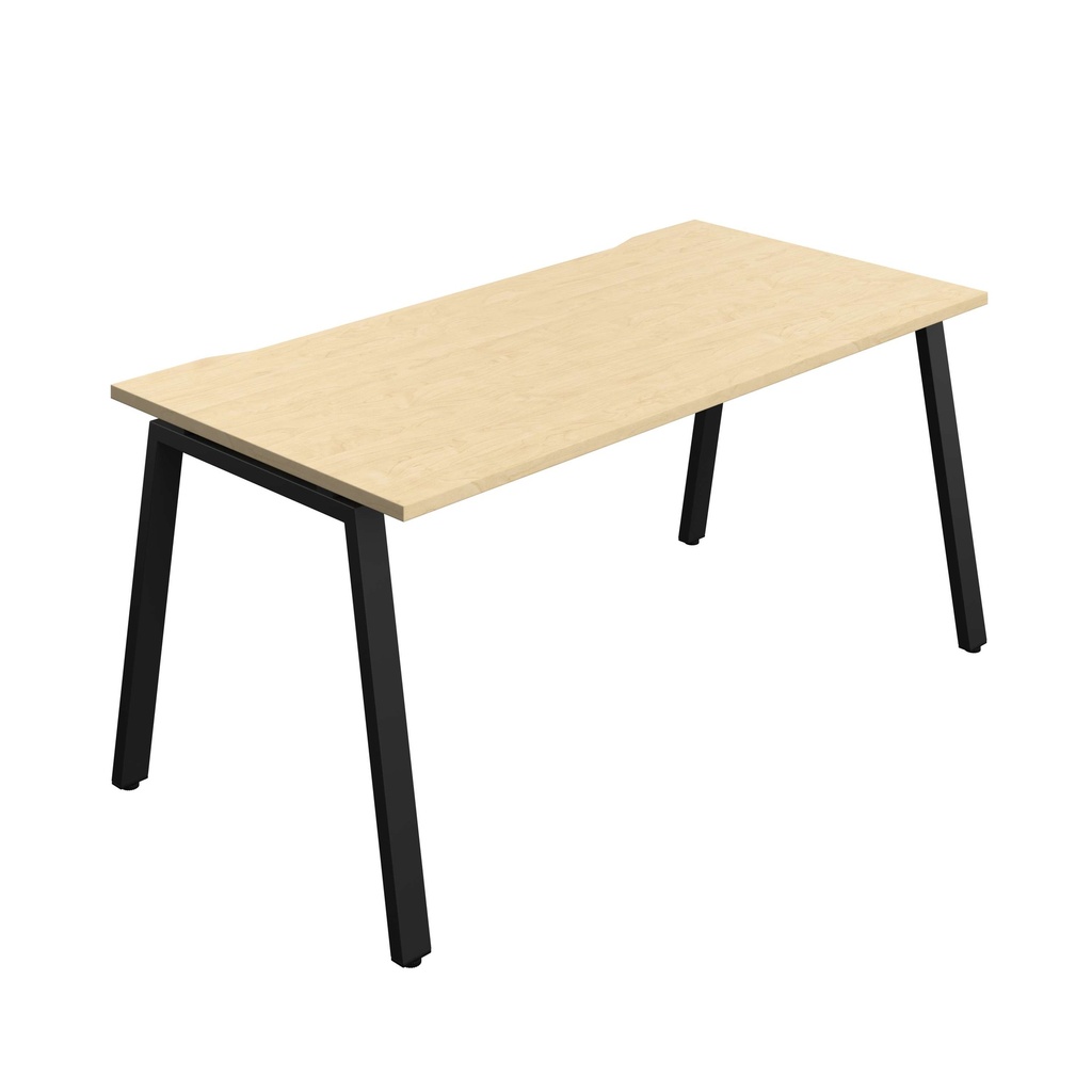 Synergy Bench With Cut Out: 1 Person (Fsc) | A-Frame Leg | 1600 X 800 | Maple/Black