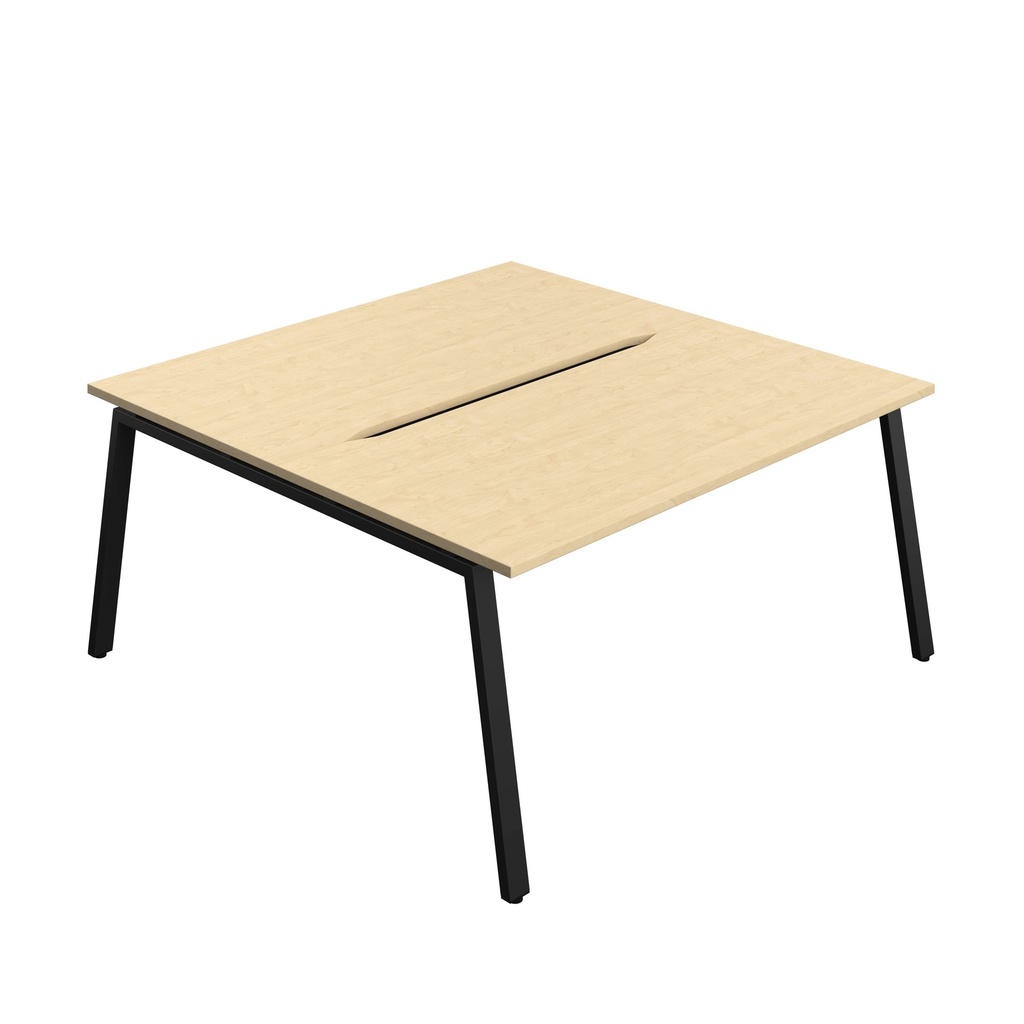 Synergy Bench With Cut Out: 2 Person (Fsc) | A-Frame Leg | 1600 X 800 | Maple/Black