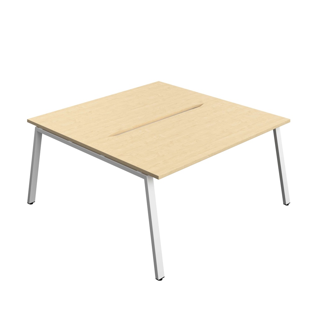 Synergy Bench With Cut Out: 2 Person (Fsc) | A-Frame Leg | 1600 X 800 | Maple/White