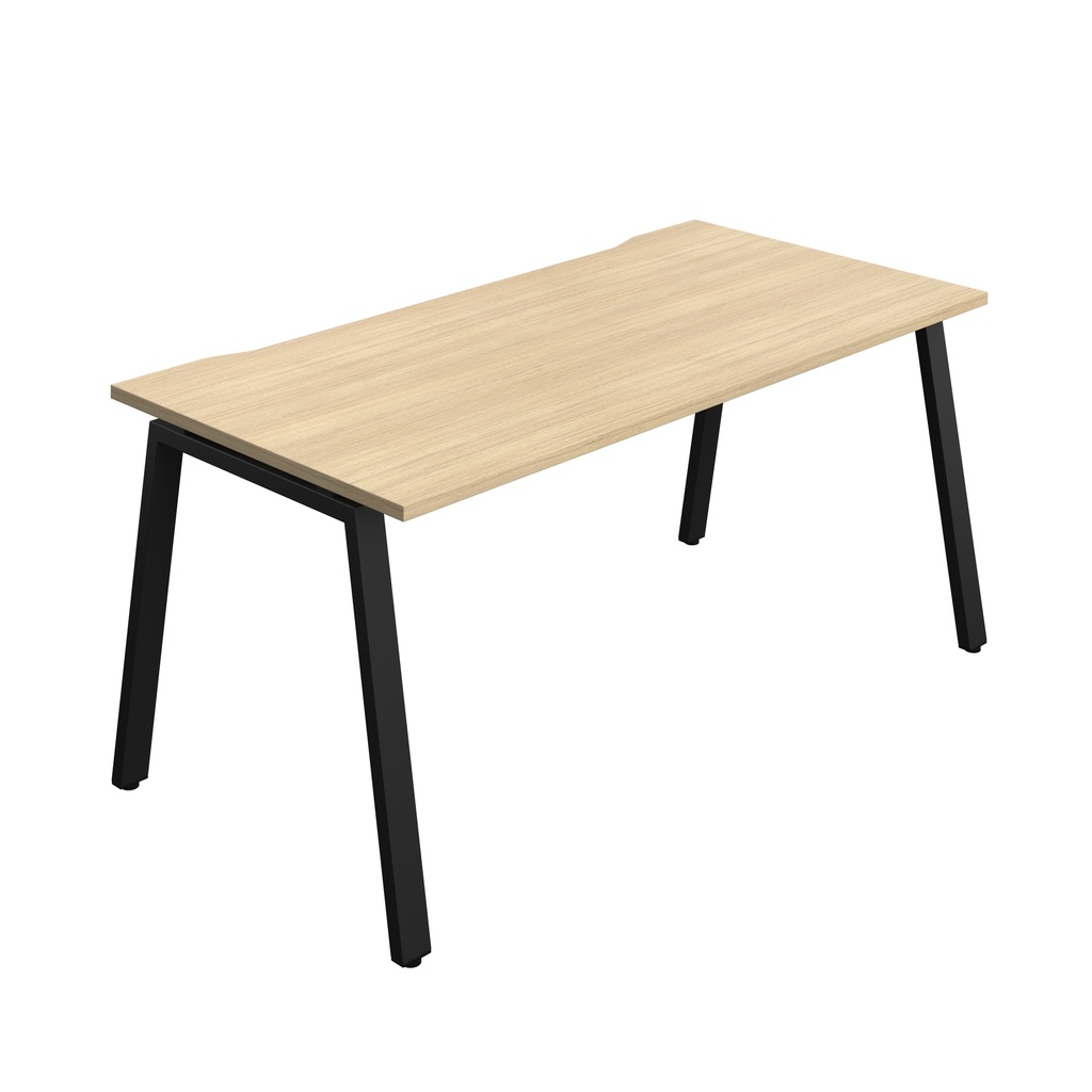 Synergy Bench With Cut Out: 1 Person (Fsc) | A-Frame Leg | 1600 X 800 | Nova Oak/Black