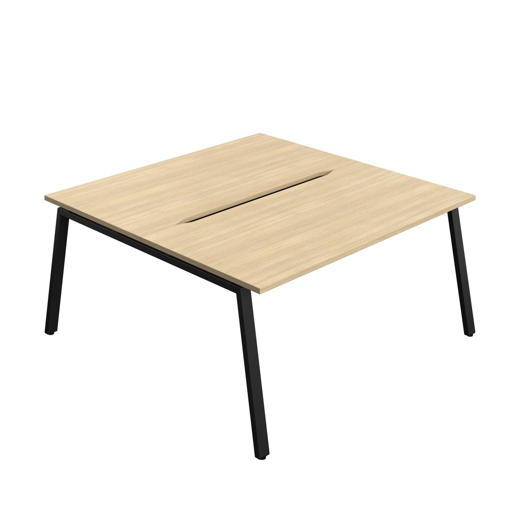 Synergy Bench With Cut Out: 2 Person (Fsc) | A-Frame Leg | 1600 X 800 | Nova Oak/Black