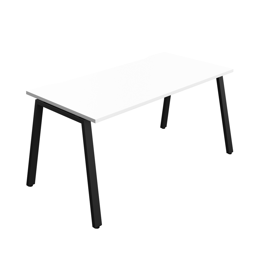 Synergy Bench With Cut Out: 1 Person (Fsc) | A-Frame Leg | 1600 X 800 | White/Black