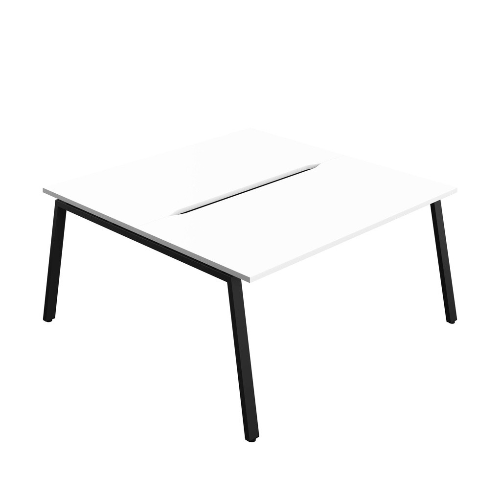 Synergy Bench With Cut Out: 2 Person (Fsc) | A-Frame Leg | 1600 X 800 | White/Black