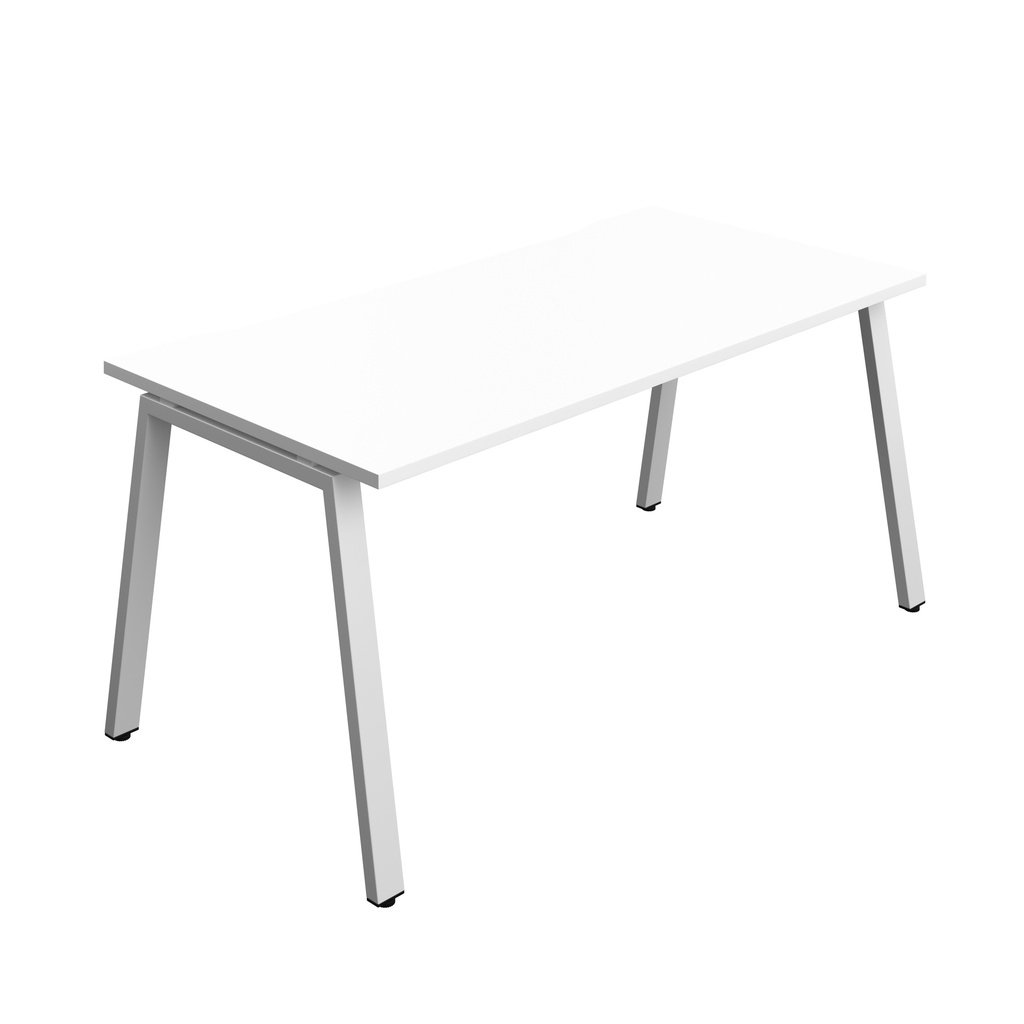 Synergy Bench With Cut Out: 1 Person (Fsc) | A-Frame Leg | 1600 X 800 | White/Silver