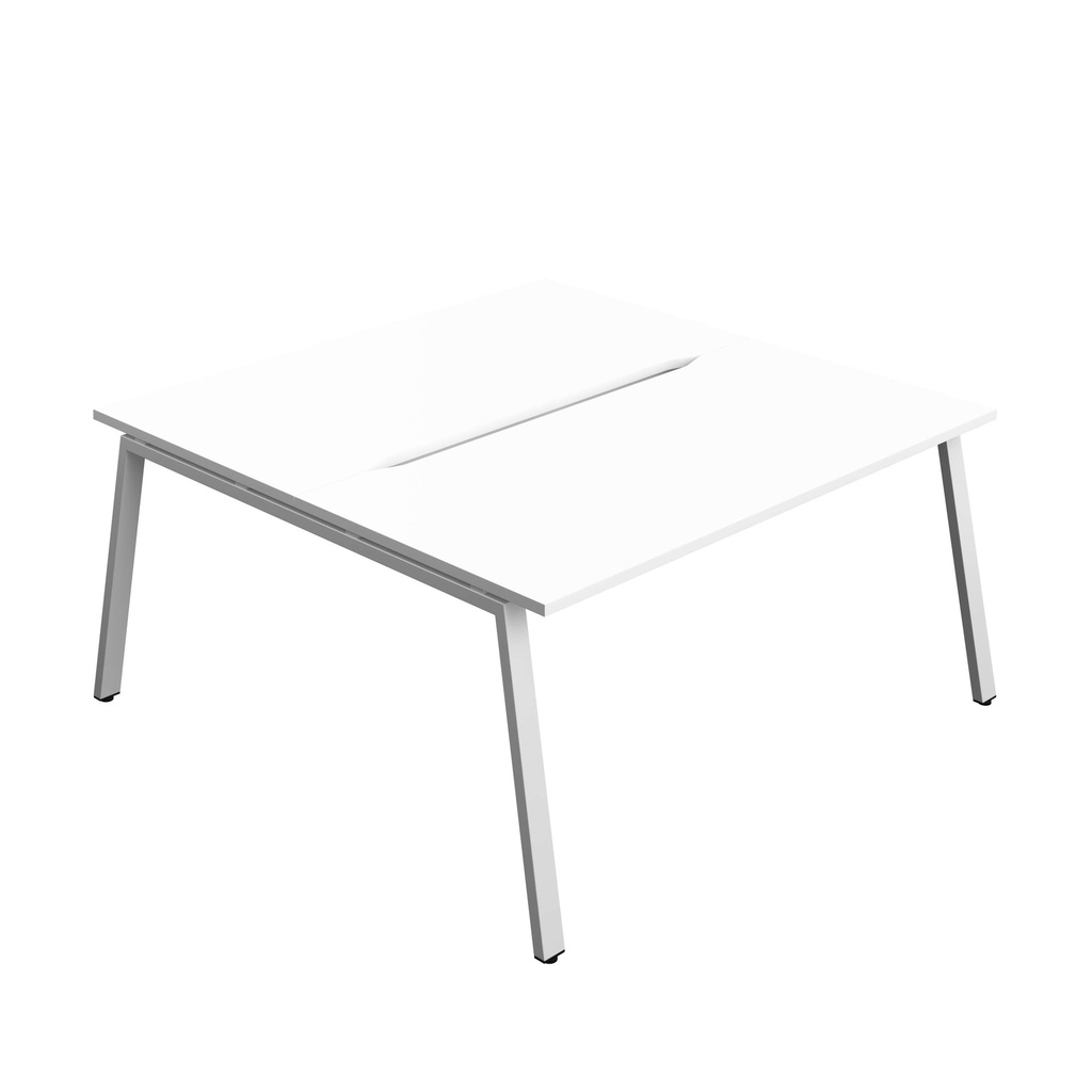 Synergy Bench With Cut Out: 2 Person (Fsc) | A-Frame Leg | 1600 X 800 | White/Silver