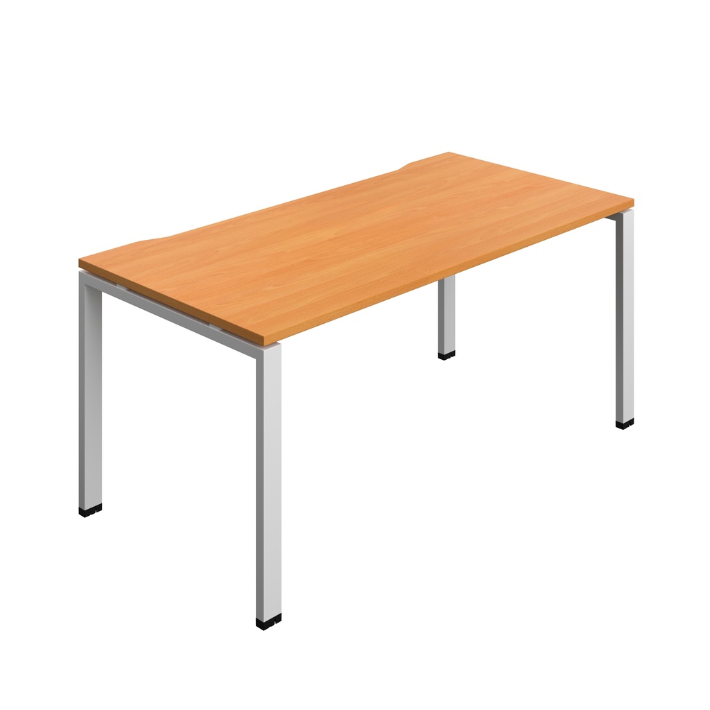 Synergy|1P Bench Desk|Cut Out|Goal Post|1600X800|Beech-Silver