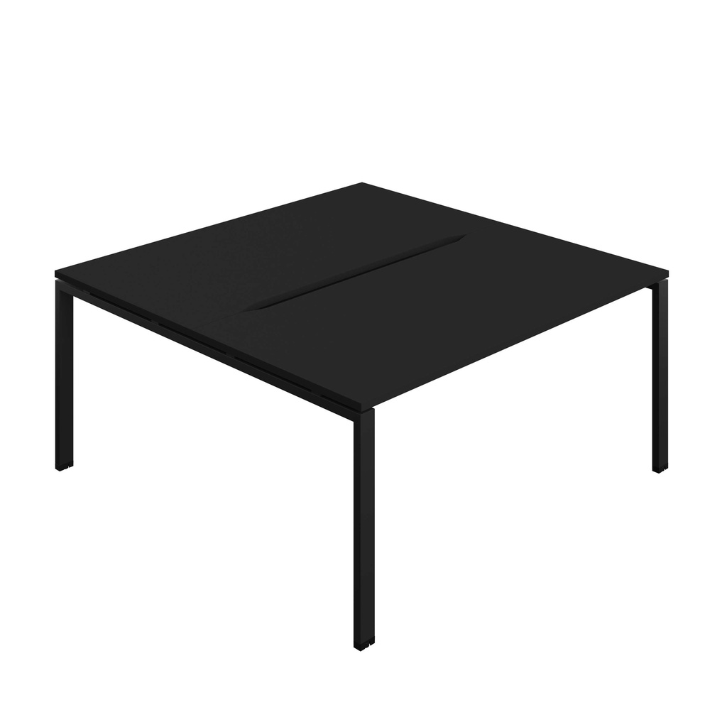 Synergy Bench With Cut Out: 2 Person (Fsc) | Goal Post Leg | 1600 X 800 | Black/Black