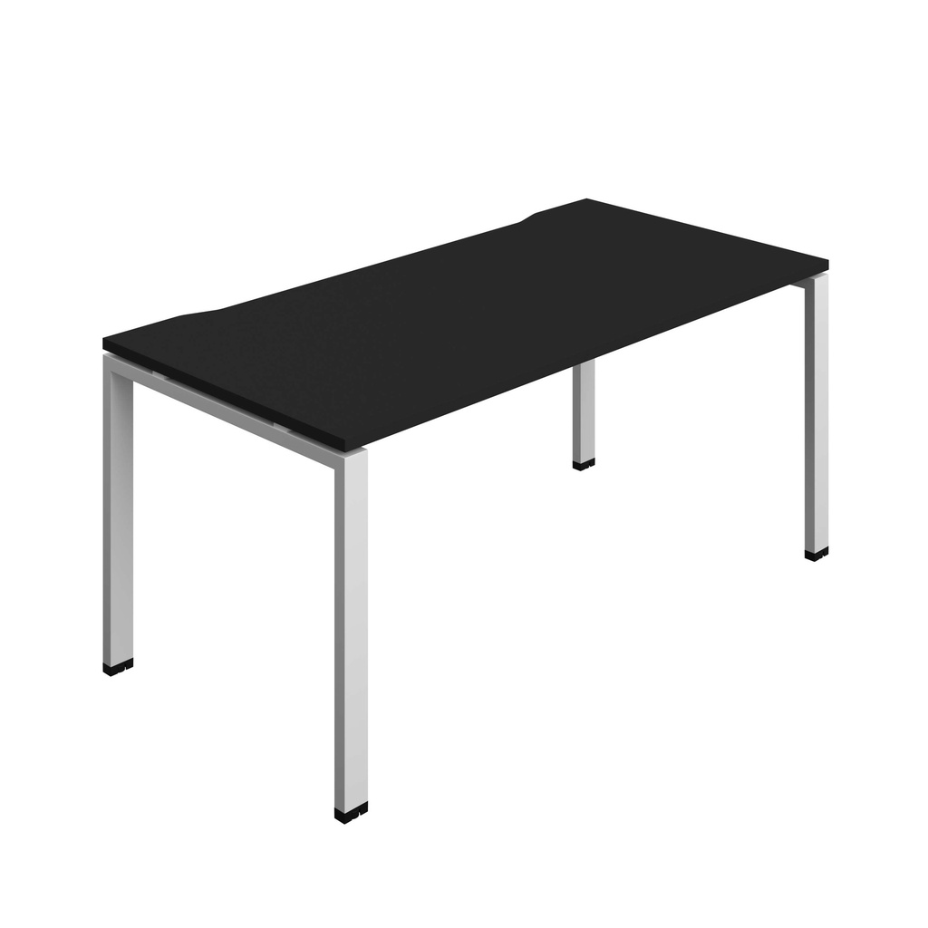Synergy Bench With Cut Out: 1 Person (Fsc) | Goal Post Leg | 1600 X 800 | Black/Silver