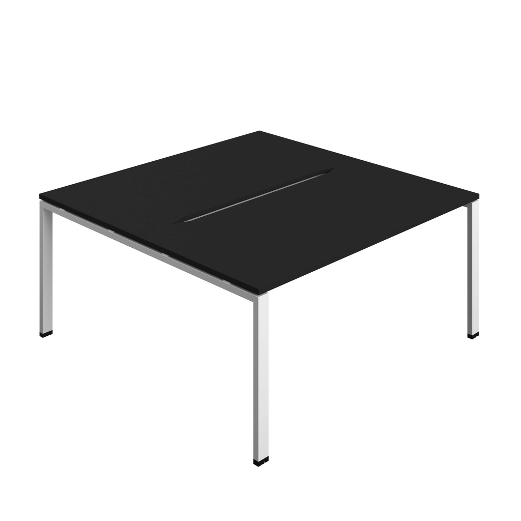 Synergy Bench With Cut Out: 2 Person (Fsc) | Goal Post Leg | 1600 X 800 | Black/White