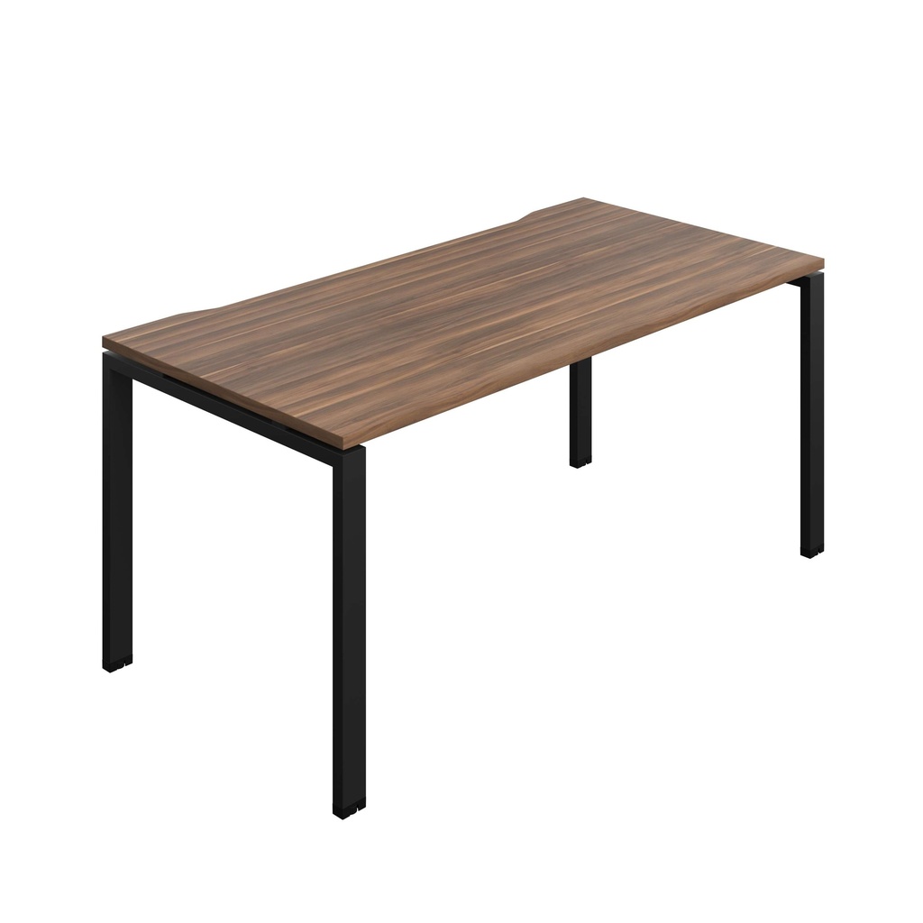 Synergy Bench With Cut Out: 1 Person (Fsc) | Goal Post Leg | 1600 X 800 | Dark Walnut/Black