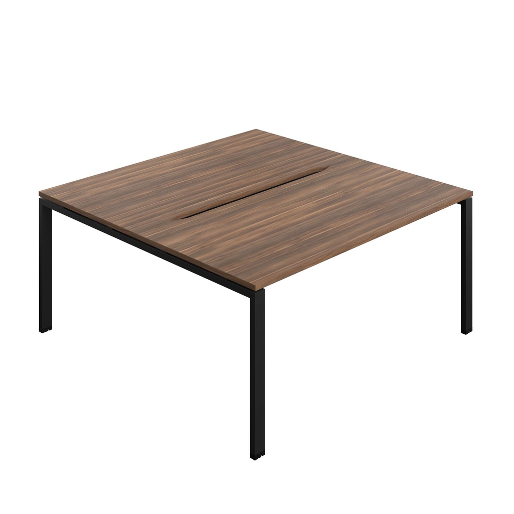 Synergy Bench With Cut Out: 2 Person (Fsc) | Goal Post Leg | 1600 X 800 | Dark Walnut/Black