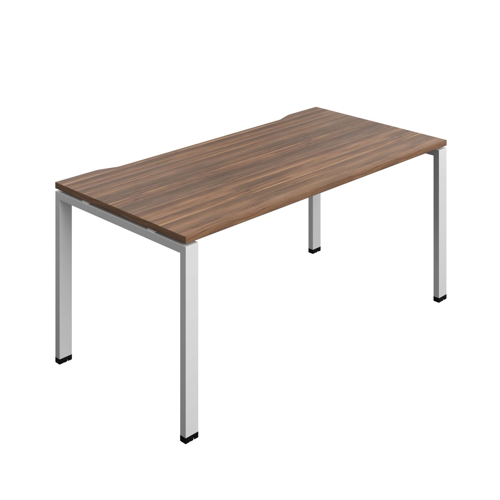 Synergy Bench With Cut Out: 1 Person (Fsc) | Goal Post Leg | 1600 X 800 | Dark Walnut/Silver